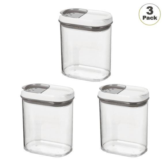 Felli Shake N Stor 11.5 oz Stackable Spice Container & Dispenser, Dual Pour & Shaker Lid, 3 Count