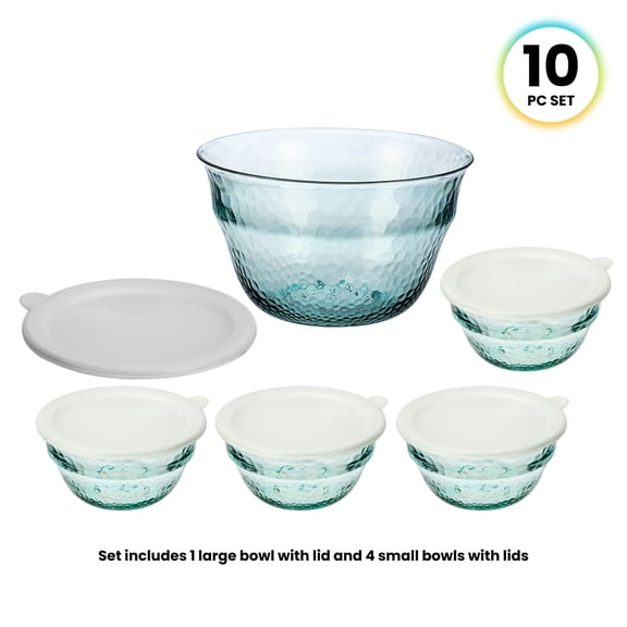Felli Serving Bowls Gradient Hammer Texture with Lids BPA-Free Dishwasher Safe 10 Piece Set