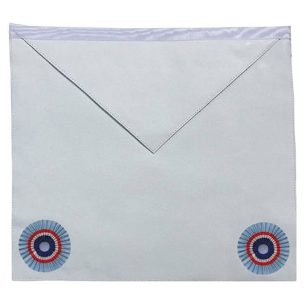 Fellow Craft Emulation Rite Apron – English Regulation White with Two Rosettes