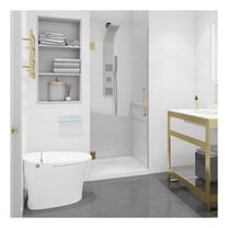 Passion Series 24 in. x 70 in. H Hinged Frameless Shower Door in Brushed Gold  with Tsunami Guard Tempered Glass