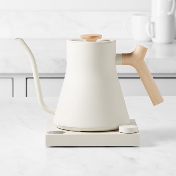 Fellow Stagg EKG Pro Electric Gooseneck Kettle, Sesame (White) / Maple