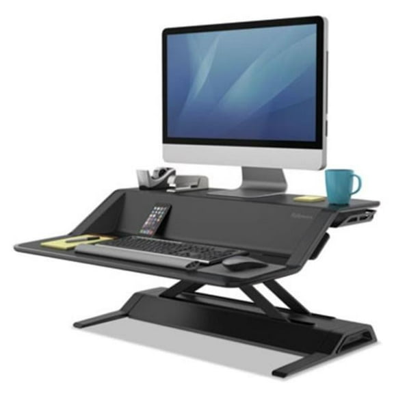 Fellowes 32.75 x 24.25 x 5.5-22.5 in. Lotus Sit-Stand Workstation, Black