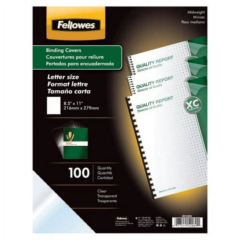 Fellowes 52089 Binding Presentation Covers, 8mil, Letter, 100 Pack, Clear