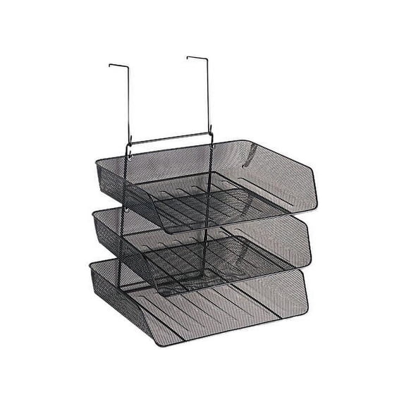 Fellowes 75902 Mesh Partition Additions Three-Tray Organizer, 11 1/8 x 14 x 14 3/4, Black, 1Each