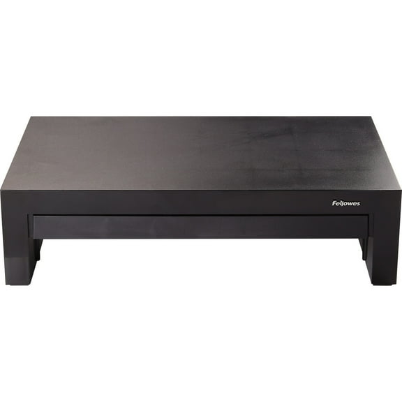 Fellowes Designer Suites Height-Adjustable Monitor Riser With Storage Tray, 4.38"H x 16"W x 9.38"D, Black