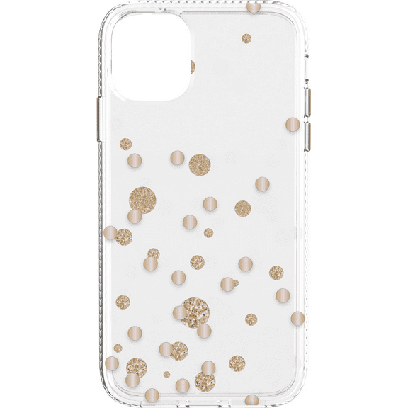 Fellowes 9751402 Clear with Rose Gold Metallic Glitter Dots Phone Case for iPhone 11 Pro Max