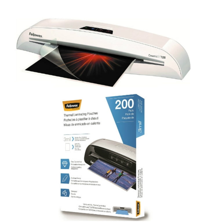 Fellowes Cosmic 2 125 Laminator with 200 LetterSize 3mil Laminating