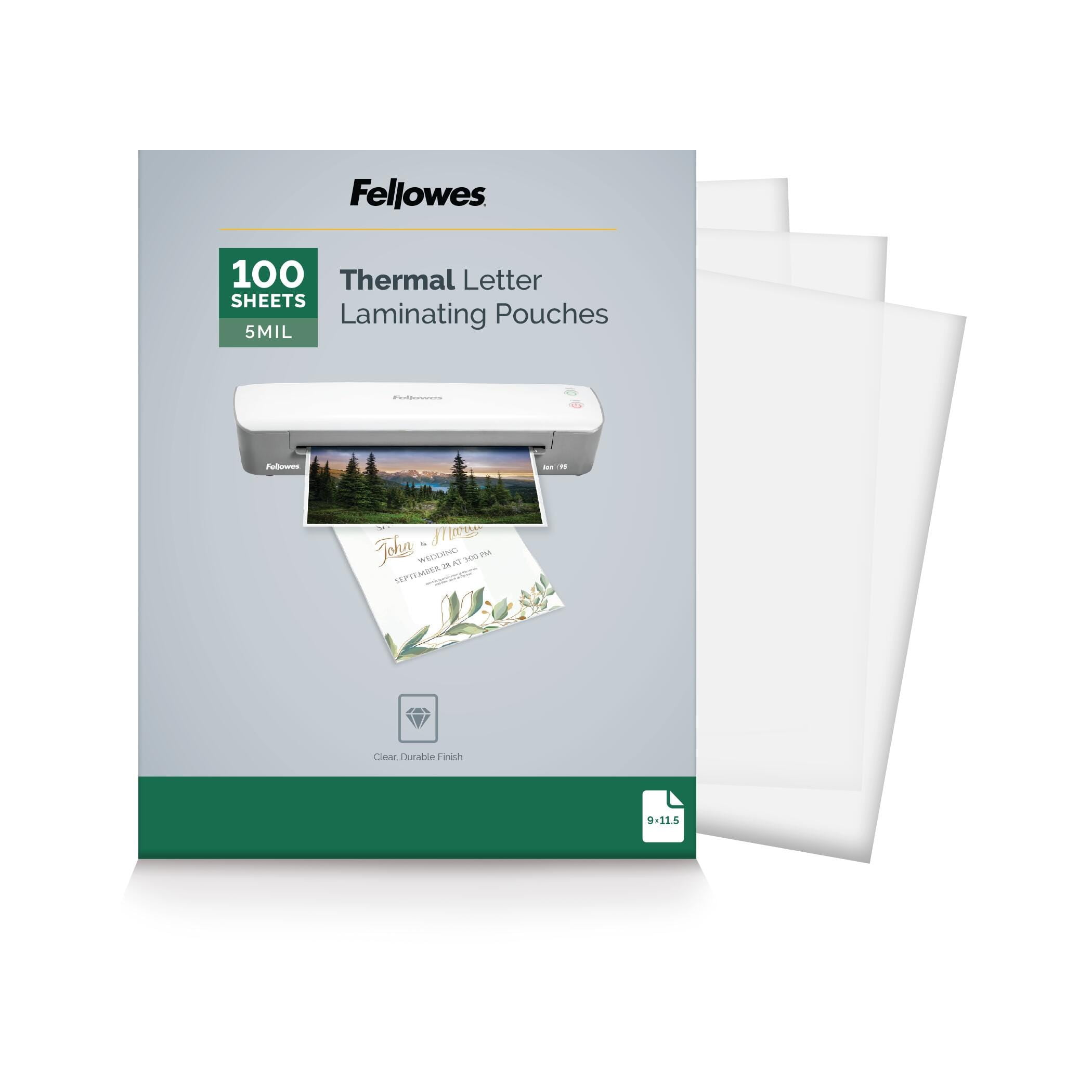 Fellowes, FEL5743501, Letter-Size Thermal Laminating Pouches, 100 / Pack, Clear Plastic