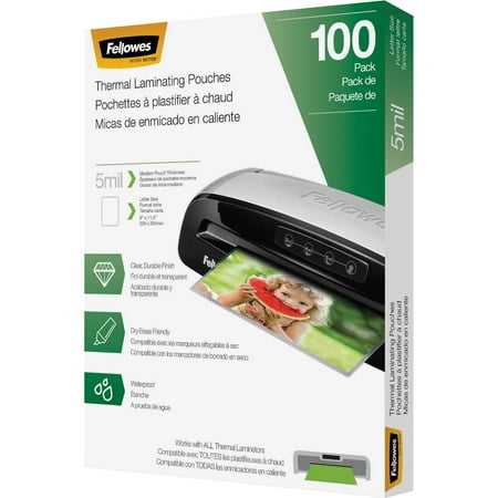 Fellowes, FEL5743501, Letter-Size Thermal Laminating Pouches, 100 / Pack, Clear Plastic