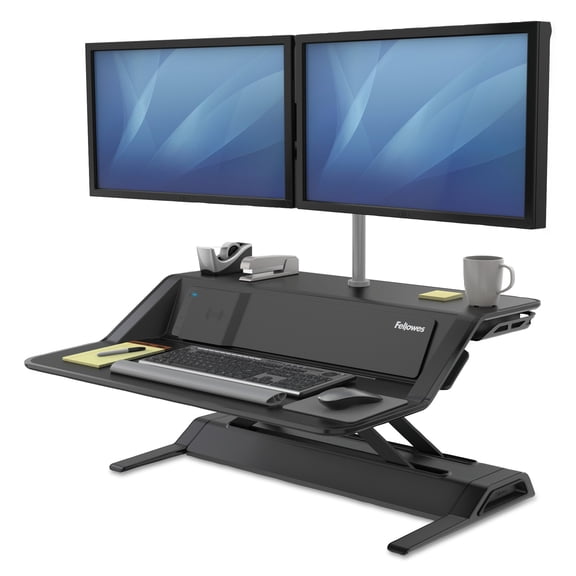 Fellowes Lotus DX Sit-Stand Workstation, 32 3/4 x 24 1/4 x 21 1/2, Black
