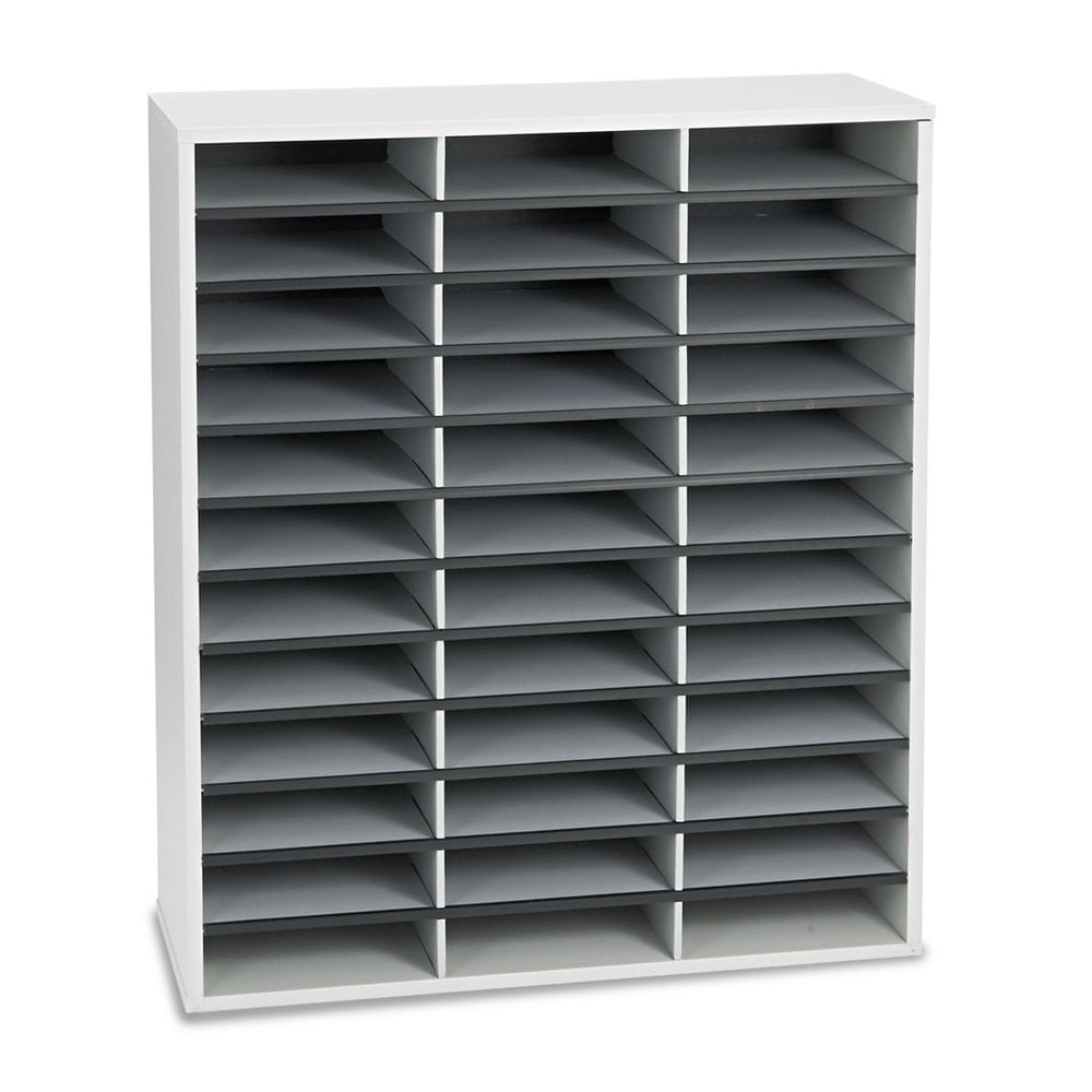 Gray and White 36-Shelf Literature Organizer