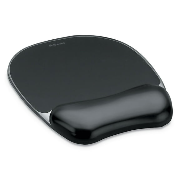 Fellowes Gel Crystals Mouse Pad with Wrist Rest, 7.87 x 9.18, Black
