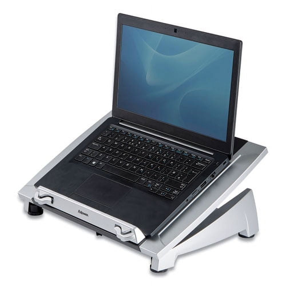 Fellowes Mfg. Co. Office Suites Laptop Riser Plus, 15.06" x 10.5" x 6.5", Black/Silver, Supports 10 Lbs