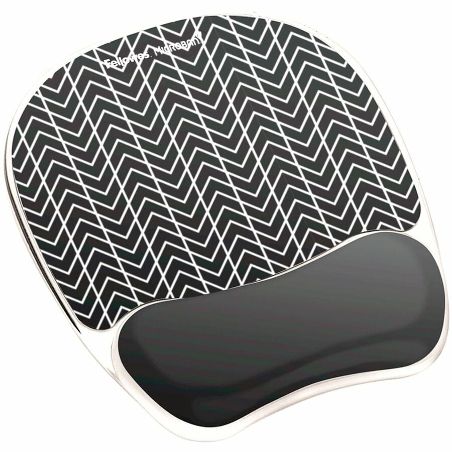 Fellowes Photo Gel Mouse Pad with Wrist Rest with Microban Protection, 7.87 x 9.25, Chevron Design