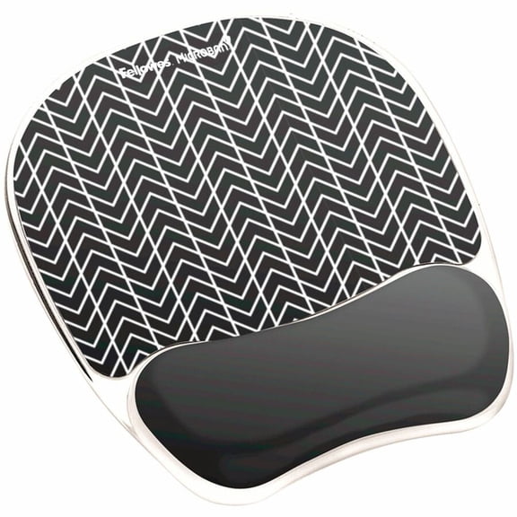 Fellowes Photo Gel Mouse Pad with Wrist Rest with Microban Protection, 7.87 x 9.25, Chevron Design