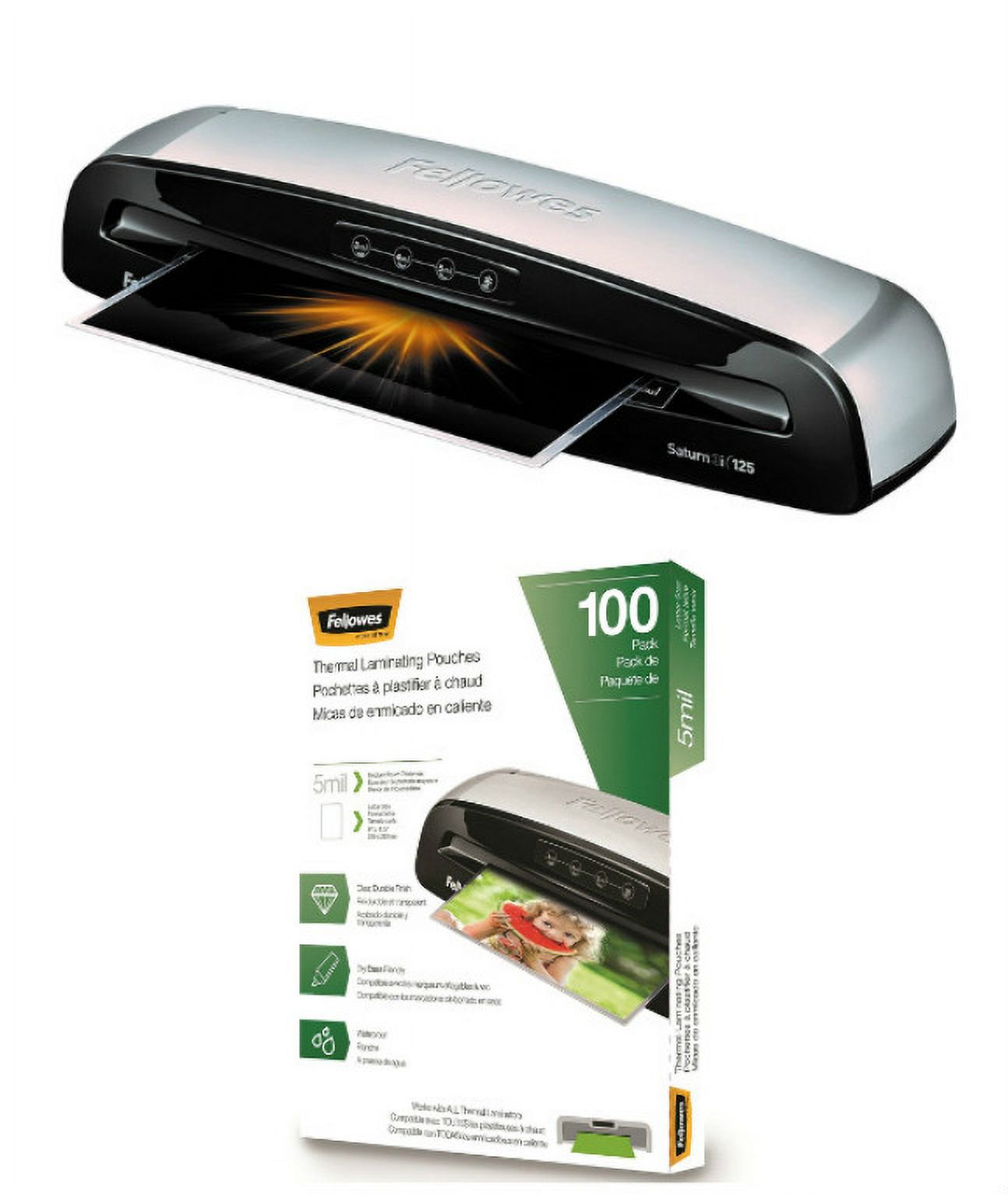 Fellowes Saturn 3i 125 Laminator with 100 LetterSize 5mil Laminating