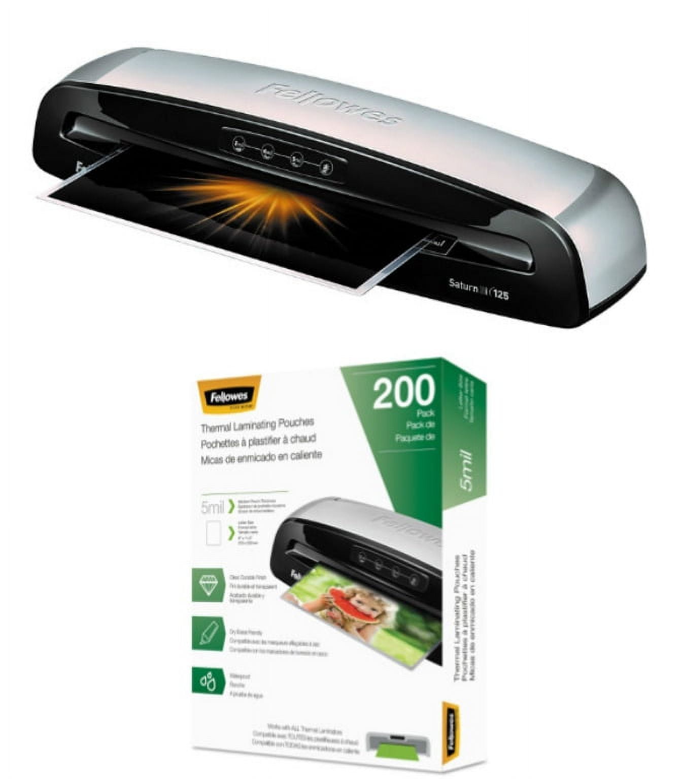 Fellowes Saturn 3i 125 Laminator with 200 LetterSize 5mil Laminating