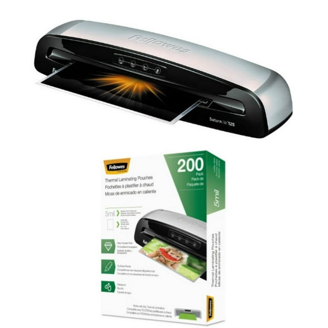 Fellowes Saturn 3i 125 Laminator with 200 LetterSize 5mil Laminating
