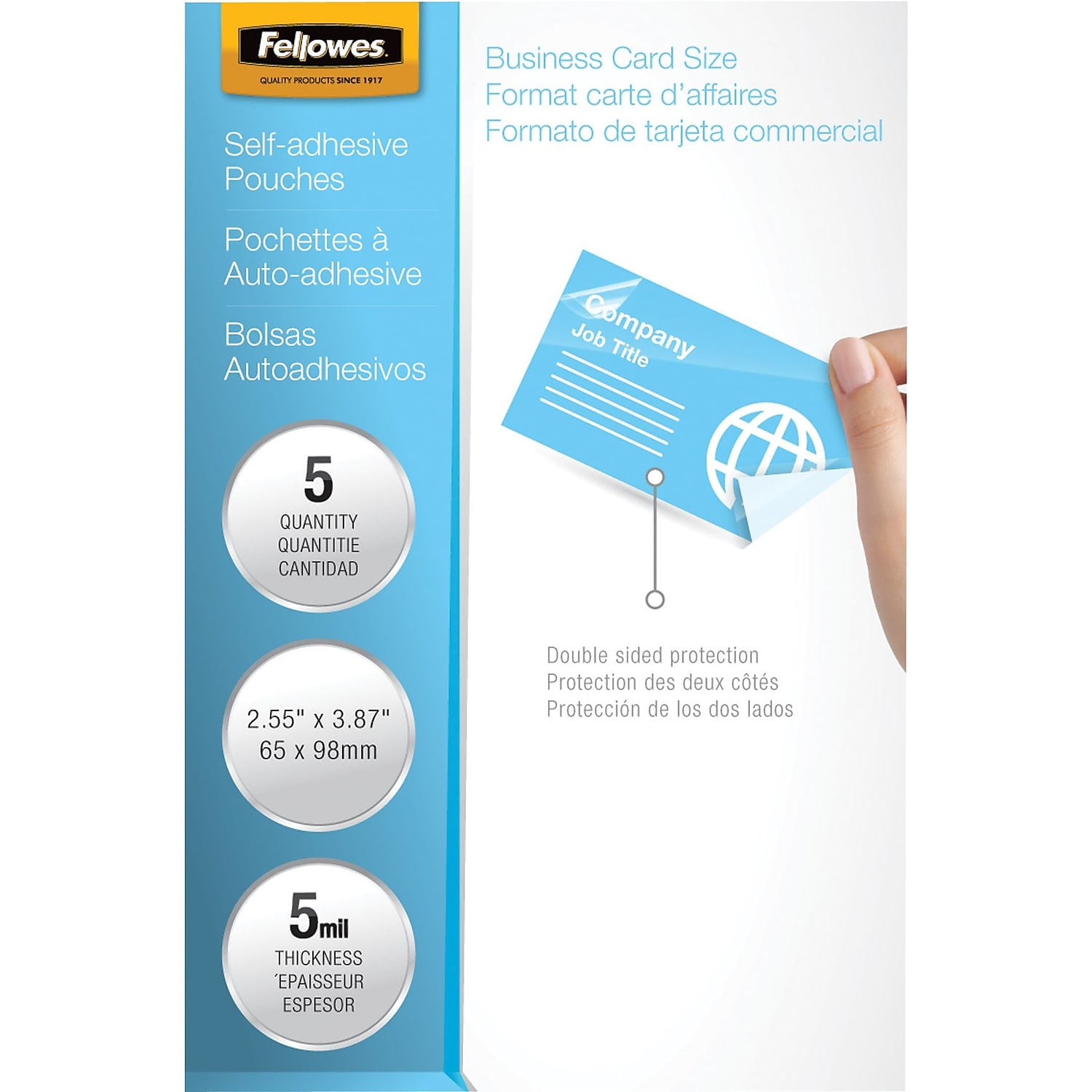Fellowes SelfAdhesive Business Card Pouches