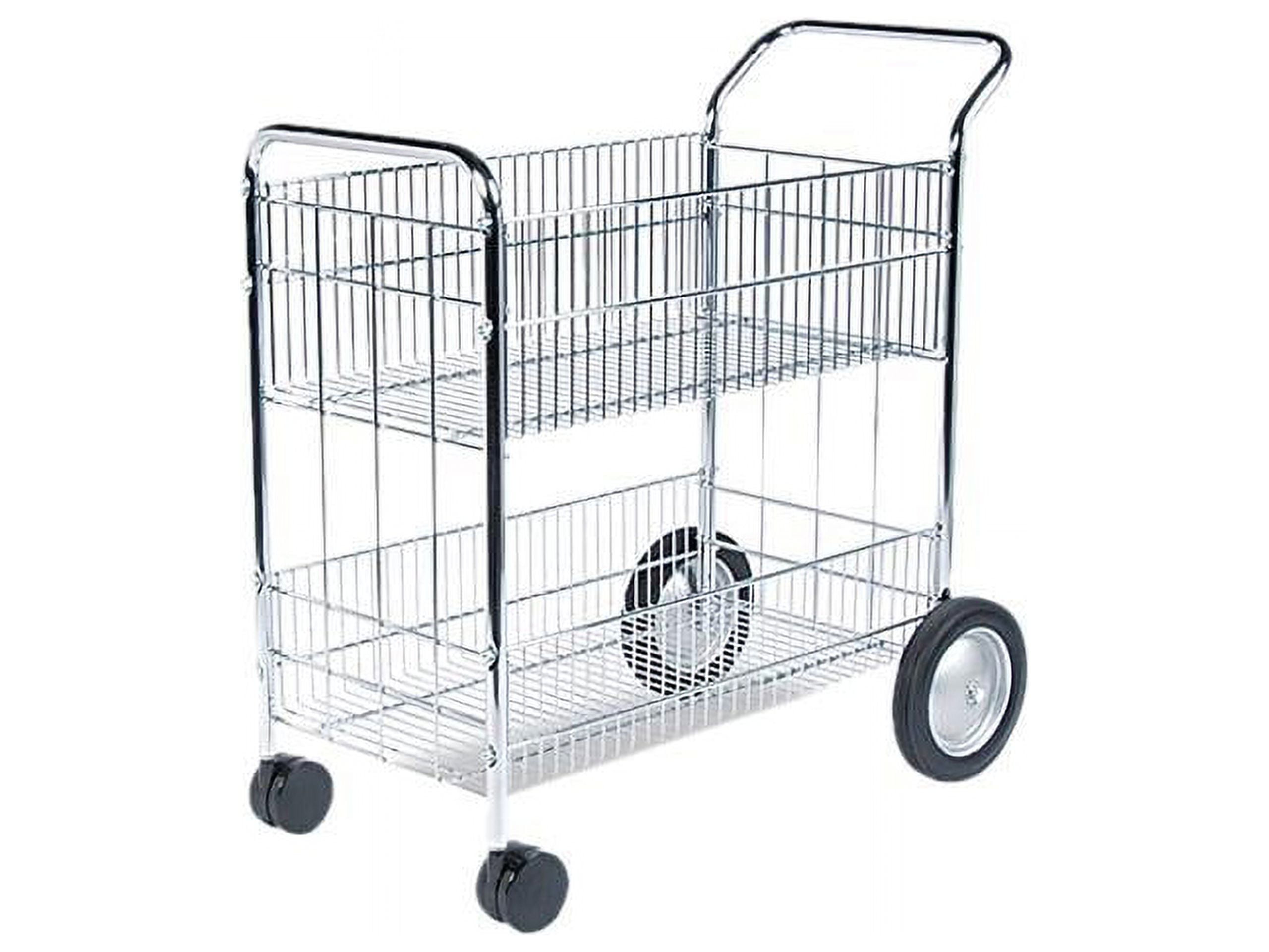 Chrome-Plated Steel Wire Mail Cart with Adjustable Guides