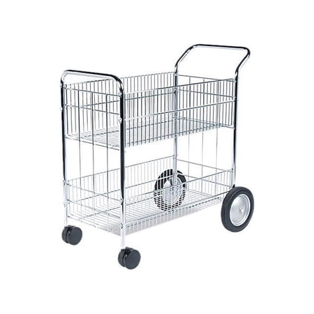Fellowes Steel 2-Shelf Wire Mail Cart, Chrome