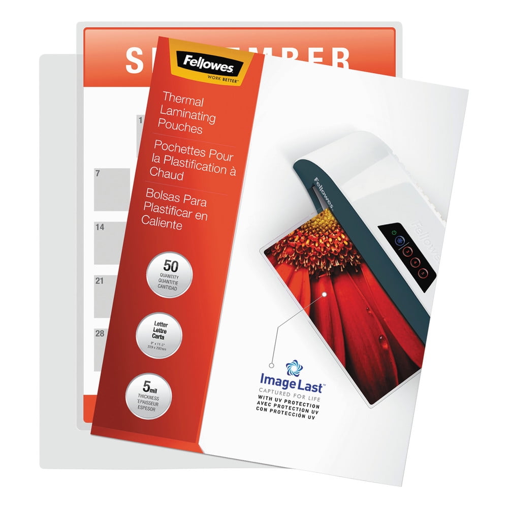 Fellowes A4 Laminating Pouches, Gloss Finish, 100 Sheets, 200 Micron (2 x  100 Micron) High Quality Finish - Ideal for Notices, Photos and Creatives
