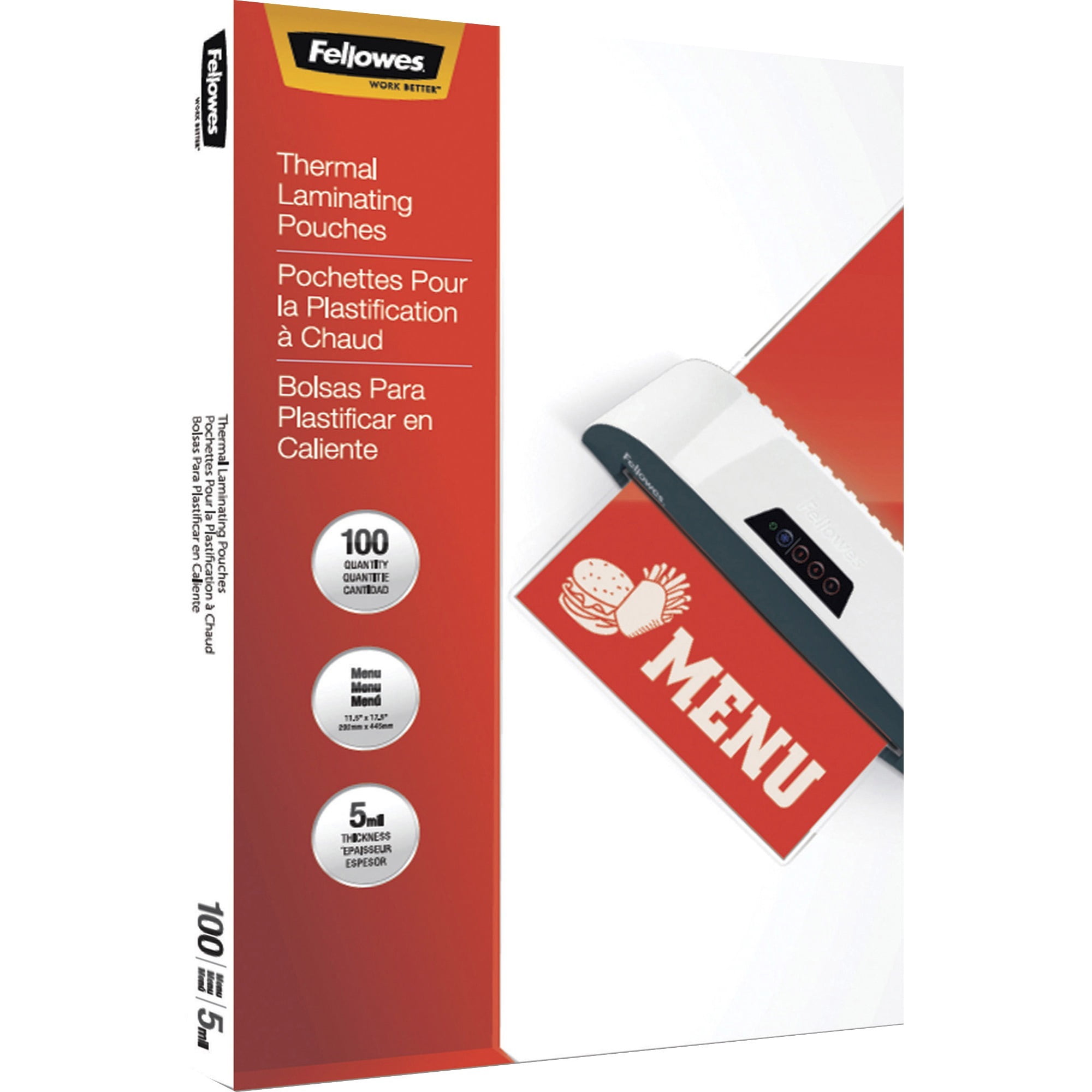 Fellowes Thermal Laminating Pouches Menu 5 mil 100/Pack 5746001