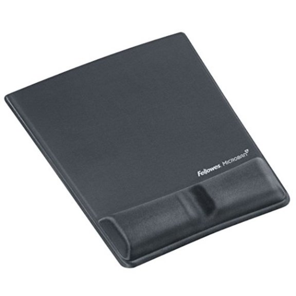 fellowes mouse/wrist support with microban protection, gel, graphite (9184001)