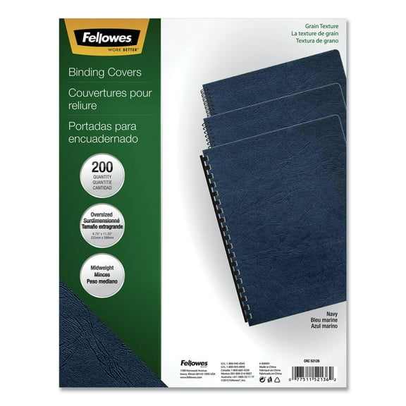 Fellowes binding covers 200pk oversize navy