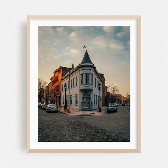 Fells Point Corner, Baltimore 02 - Baltimore Maryland Photography Oak Framed Wall Art Print 24 x 30 inches
