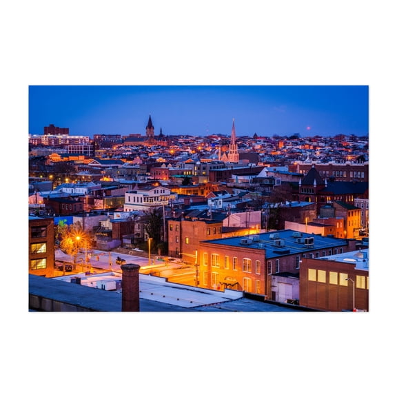 Fells Point Twilight - Baltimore Maryland Photography City Skyline Architecture Nightlife Scenic Unframed Wall Art Print 4 x 6 inches