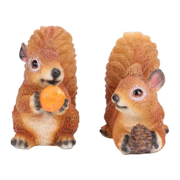 Felmuzaro 2-Piece Garden Squirrel Statues Resin Animal Figurine Decor for Outdoor Lawn Yard