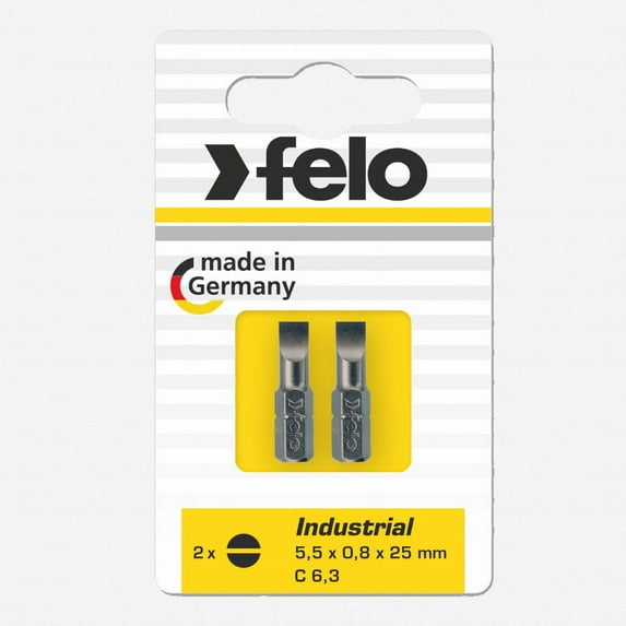 Felo 10263 Slotted 9/64" x 0.6" x 1" Bits on 1/4" stock - 2 per pkg