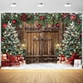 thumbnail image 1 of Felortte Polyester 10x8ft Christmas Barn Backdrop of Vintage Winter Door Xmas Tree Photography Background for Family Holiday Party Decor Banner, 1 of 5