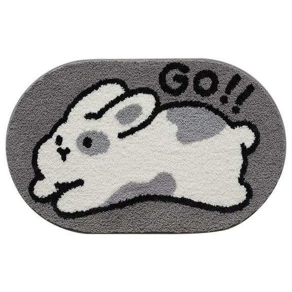 Felowaigam Bathroom Rug Cute Animal Pattern Fun Bath Mat, Microfibre Soft Oval Rug, Rubber Back, Multi-Color, Durable, Machine Wash Bath Mat for Bathroom Floor