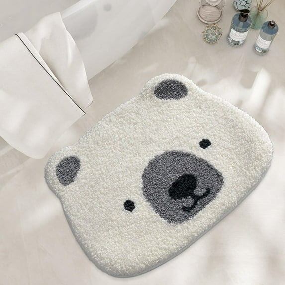 Felowaigam Bathroom Rug Cute Animal Pattern Fun Bath Mat, Microfibre Soft Oval Rug, Rubber Back, Multi-Color, Durable, Machine Wash Bath Mat for Bathroom Floor