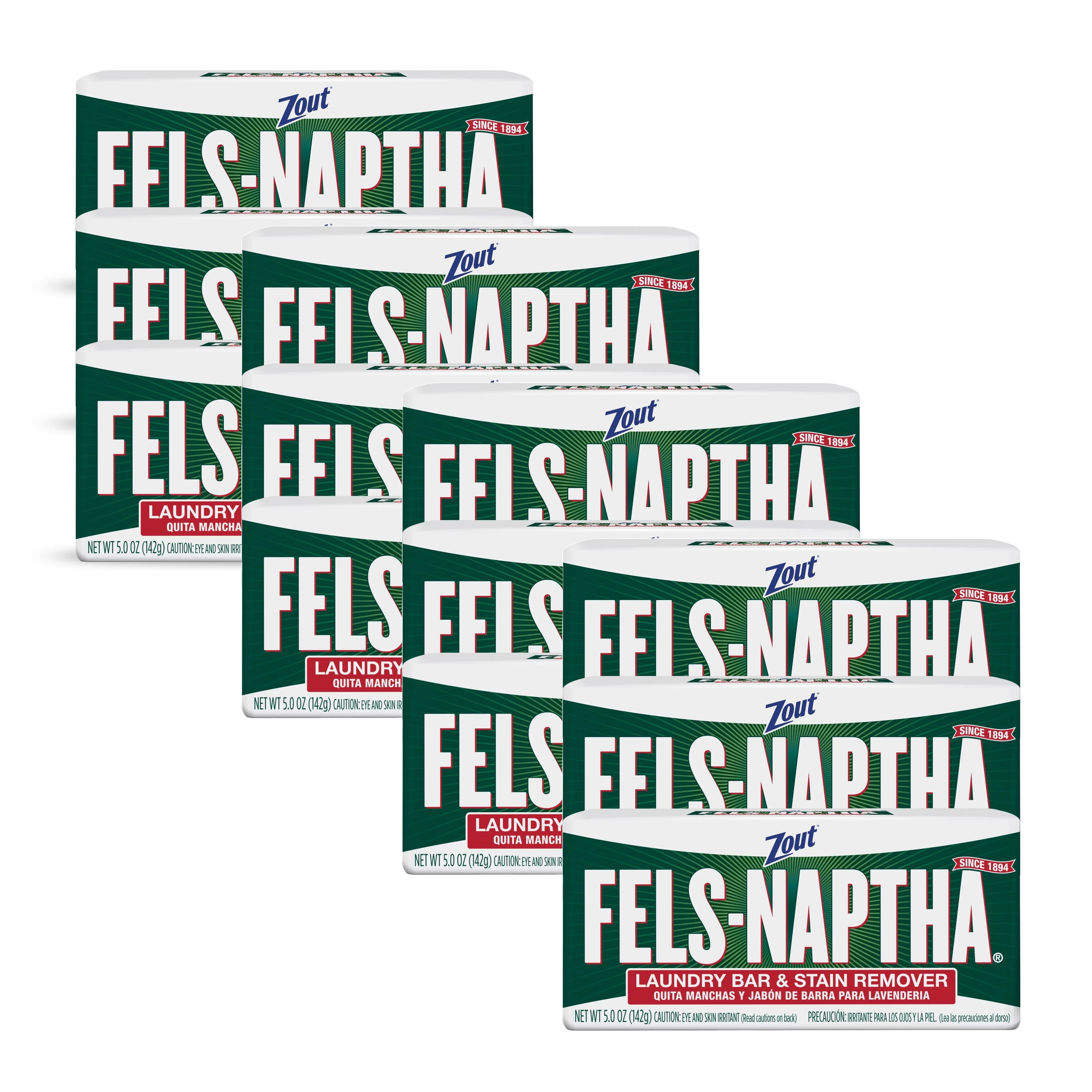 Fels Naptha Laundry Soap Stain Remover Bar, Pack of 12