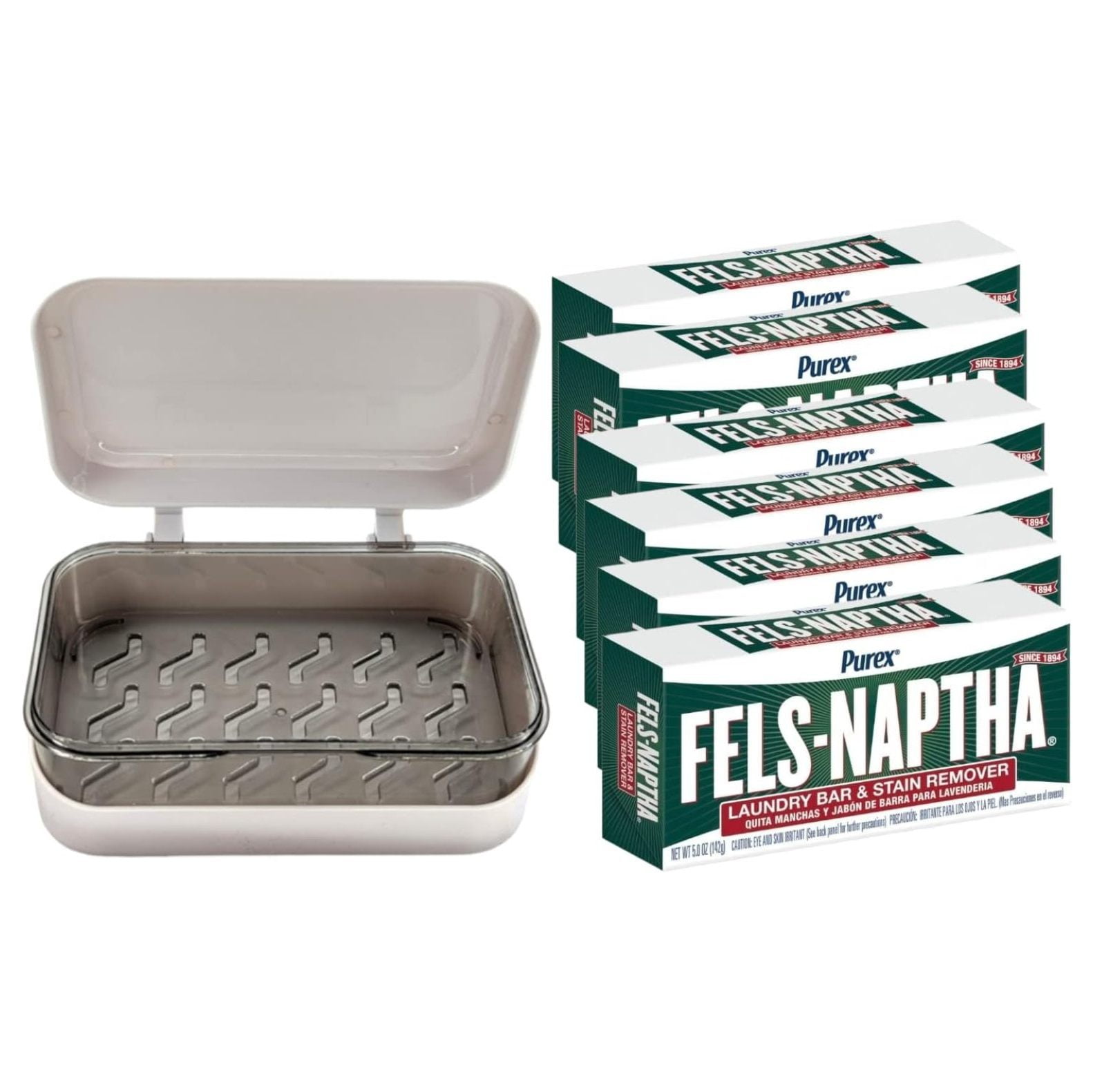 Fels Naptha Laundry Stain Remover Bar 5oz (Pack of 6) with Bomrokson