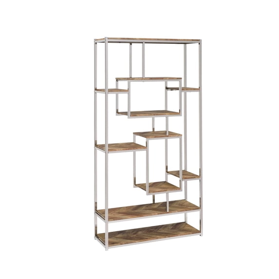 Felsberg 10-Shelf Bookcase Rustic Tobacco Herringbone