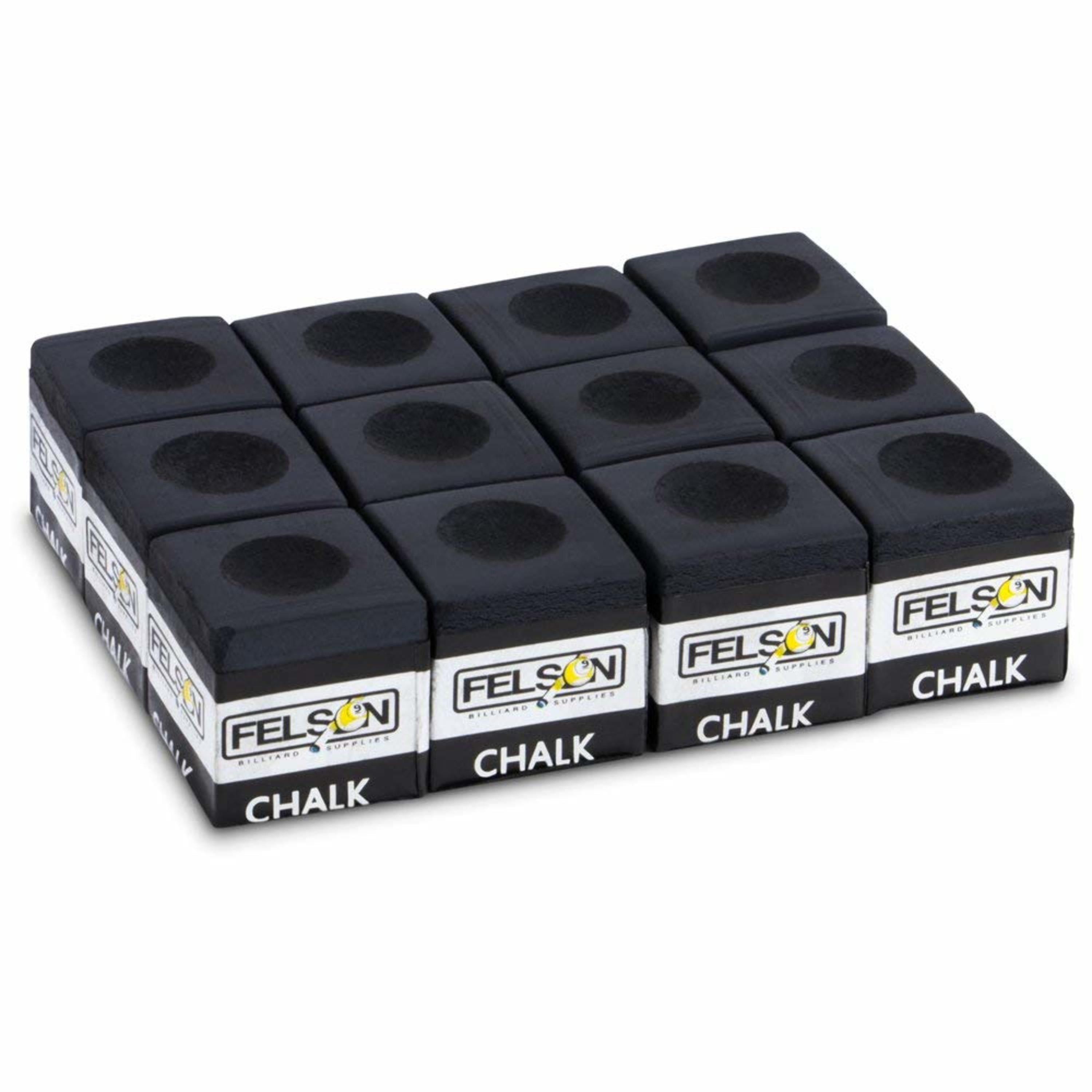 Felson Billiards Supplies Pool Chalk 12 Pack, Black Pool Table