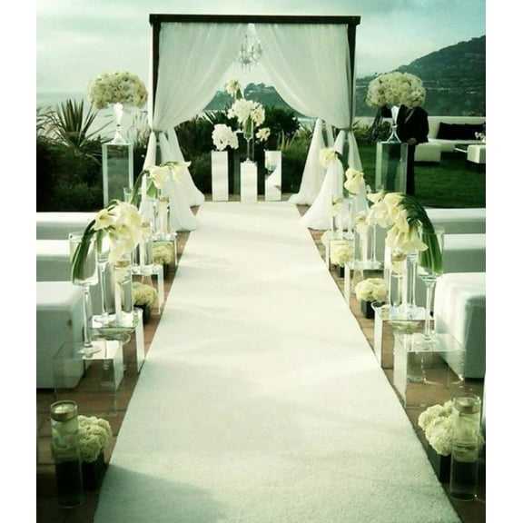 Felt Aisle Runner for Wedding Runway and VIP Events Solid White 48"X240"(4ft X20ft)