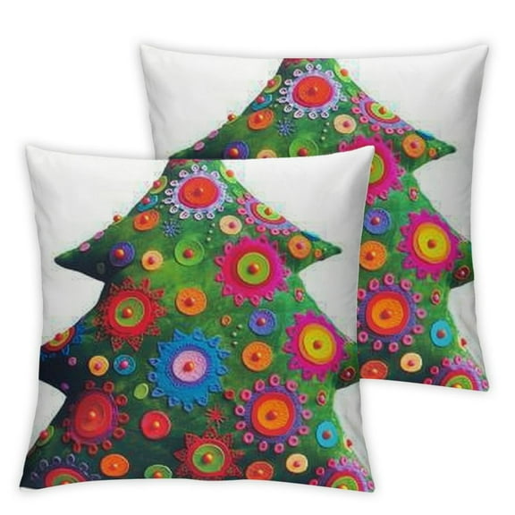Felt Applique, Colorful Tree Pillow