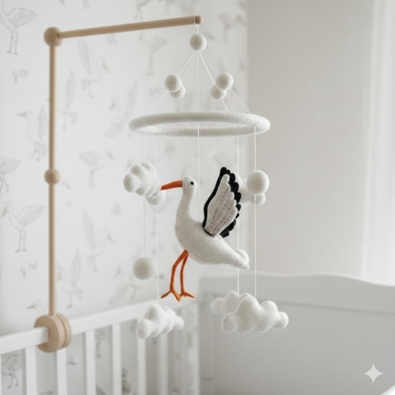 Felt Baby Mobile - Stork