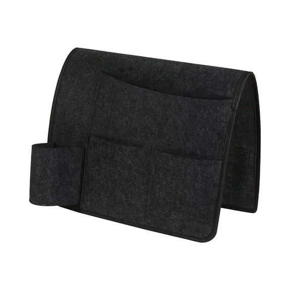 Felt Bedside Caddy - Hanging Bedside Storage Organizer with Water Bottle Pocket, Bed Storage Bag for Phones & Essentials （ Black ）