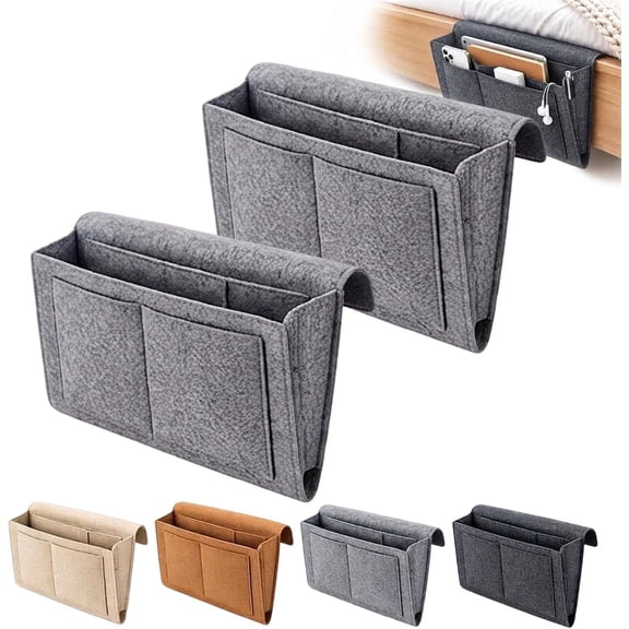 Felt Bedside Caddy Organizer, Hanging Bedside Storage Bag Organizer with Multiple Pockets for Bed, Bunk Bed, Dorm Room and Sofa