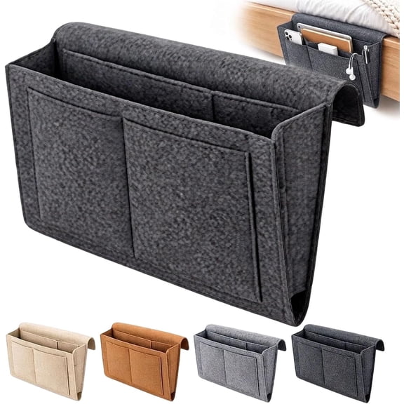 Felt Bedside Caddy Organizer, Hanging Bedside Storage Bag Organizer with Multiple Pockets for Bed, Bunk Bed, Dorm Room and Sofa