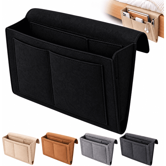 Felt Bedside Caddy Organizer, Hanging Bedside Storage Bag Organizer with Multiple Pockets for Bed, Bunk Bed, Dorm Room and Sofa