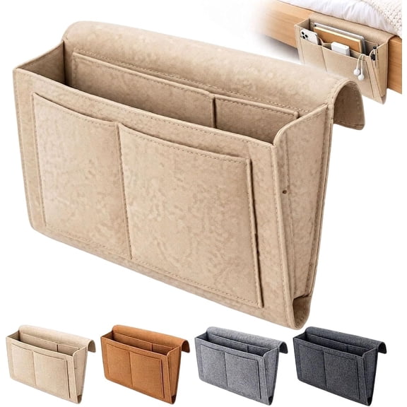 Felt Bedside Caddy Organizer, Hanging Bedside Storage Bag Organizer with Multiple Pockets for Bed, Bunk Bed, Dorm Room and Sofa