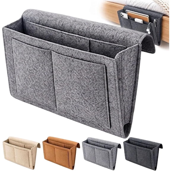 Felt Bedside Caddy Organizer, Hanging Bedside Storage Bag Organizer with Multiple Pockets for Bed, Bunk Bed, Dorm Room and Sofa