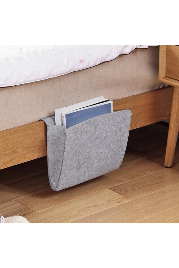 Felt Bedside Pocket Bed Organizer Storage Inside with 4 Pockets and Charging Cable Hole for Organizing Tablet Magazine Phone Small Things Holder